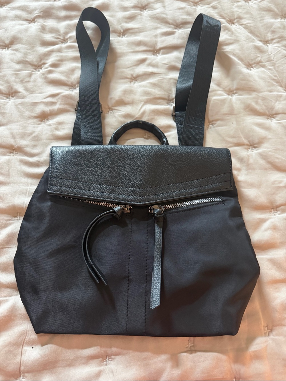 Botkier Black Nylon Backpack Tote with Logo Straps